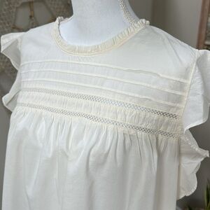 Boho Cotton Pintuck And Crochet Detail Top